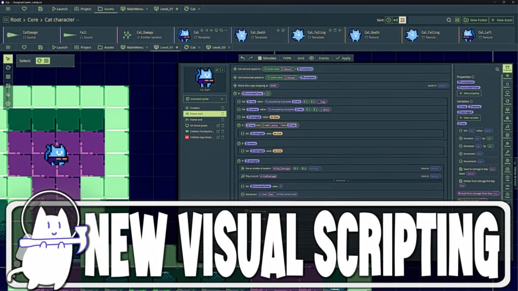 The free and open source 2D game engine Ct.JS just got a huge upgrade with the addition of the Catnip visual programming language