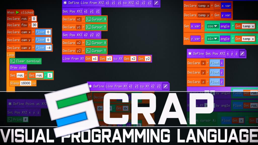 Scrap Visual No Code Scratch Inspired visual programming language created using the Raylib game framework
