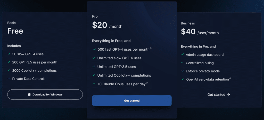 Cursor pricing details