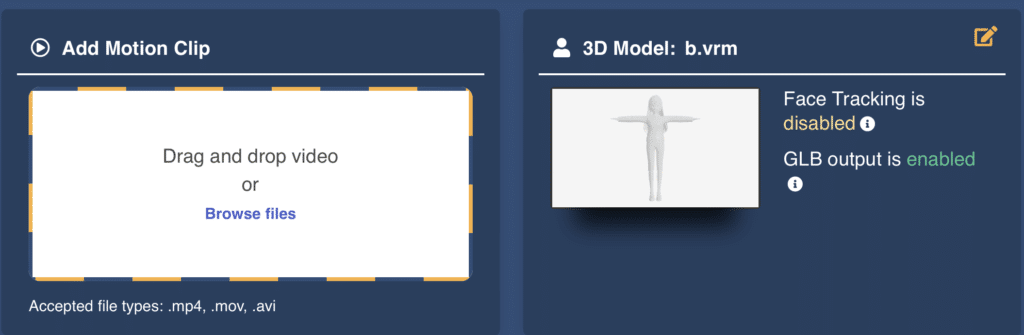 Deepmotion add motion clip.